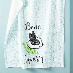 NEW Anthropologie Bone Appetit Dog Kitchen Dish Towel Sequin